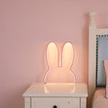 Pink 29x30cm Adorable Bunny LED Wall Night Light - USB Powered Warm White Lamp for Kids Room Decor-0