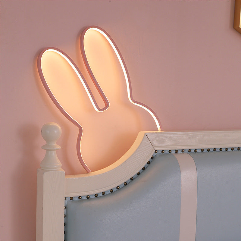 White 40x30cm Adorable Bunny LED Wall Night Light - USB Powered Warm White Lamp for Kids Room Decor-1